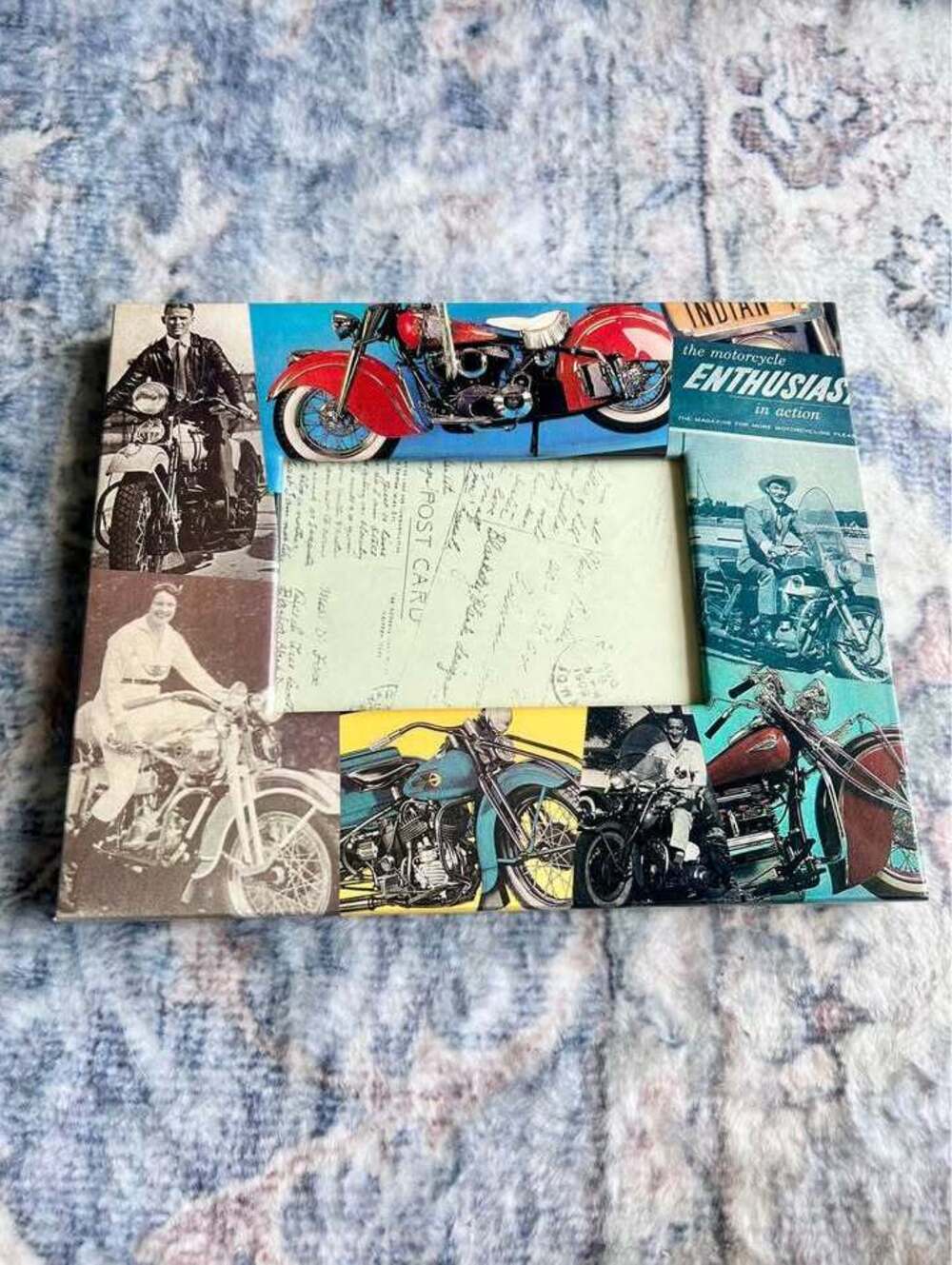 Vintage Indian Motorcycle Collage Picture Frame 4x6